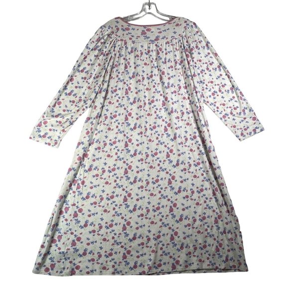 Calida Womens Nightgown Size M White Pink Blue Floral Long Sleeve Cotton 33646 - Picture 4 of 11